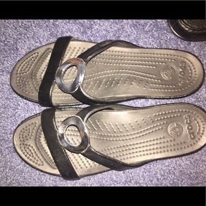 Crocs sandals, black, size 8